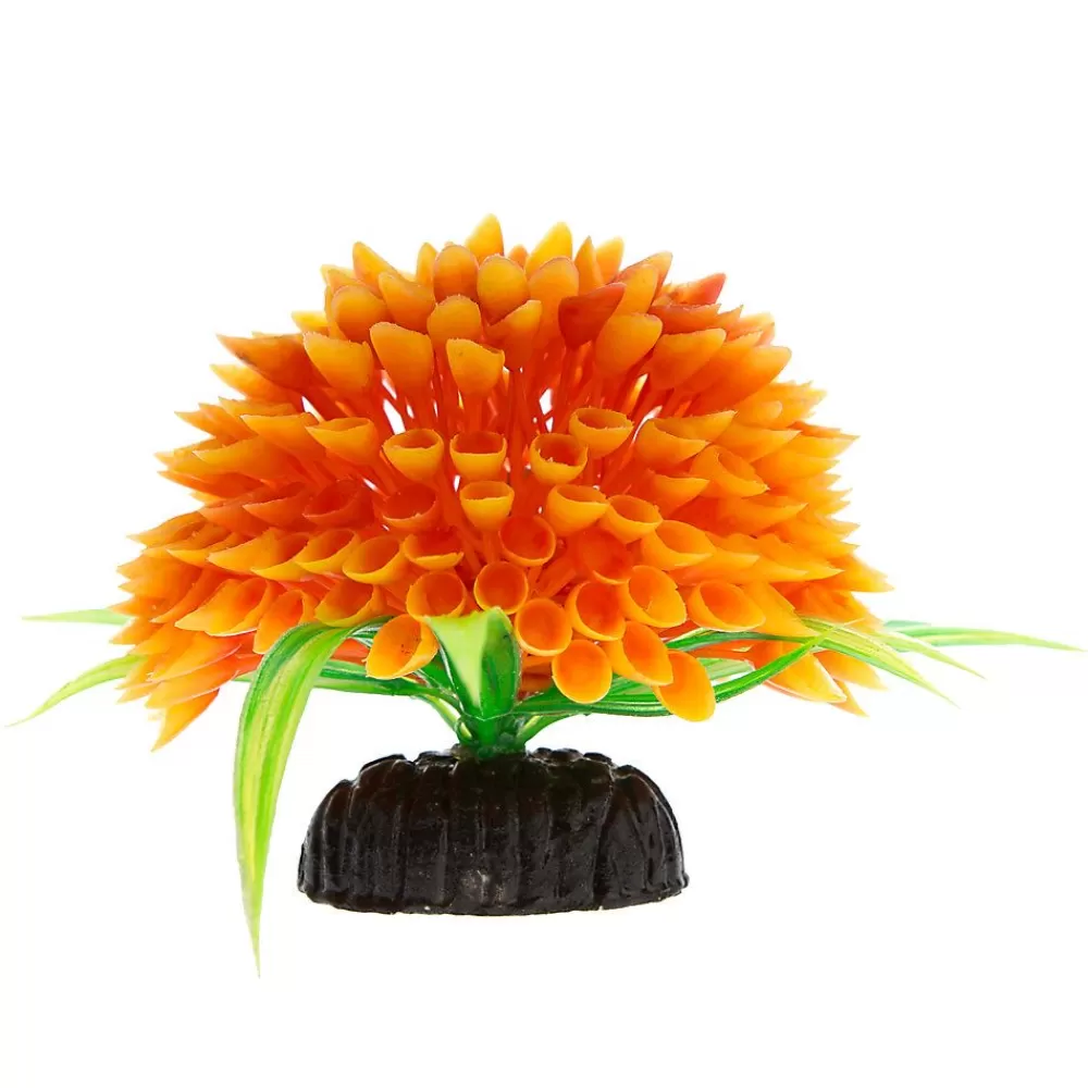 Cichlid<Top Fin ® Artificial Flower Ball Aquarium Plant - 4" Orange