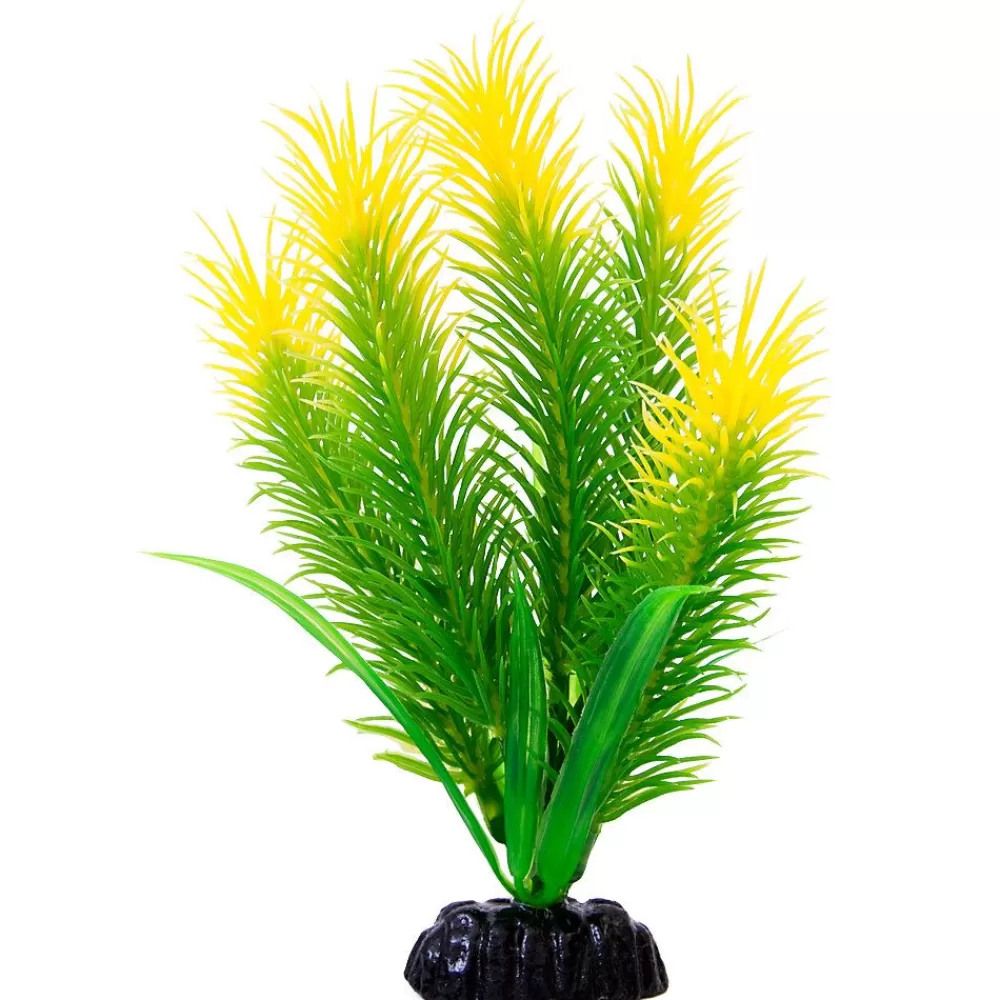 Cichlid<Top Fin ® Artificial Hair Aquarium Plant - 6" Yellow & Green