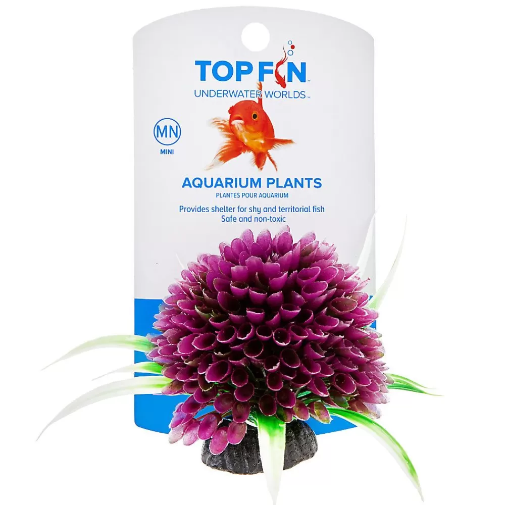 Goldfish<Top Fin ® Artificial Mini Aquarium Flower - 4" Purple