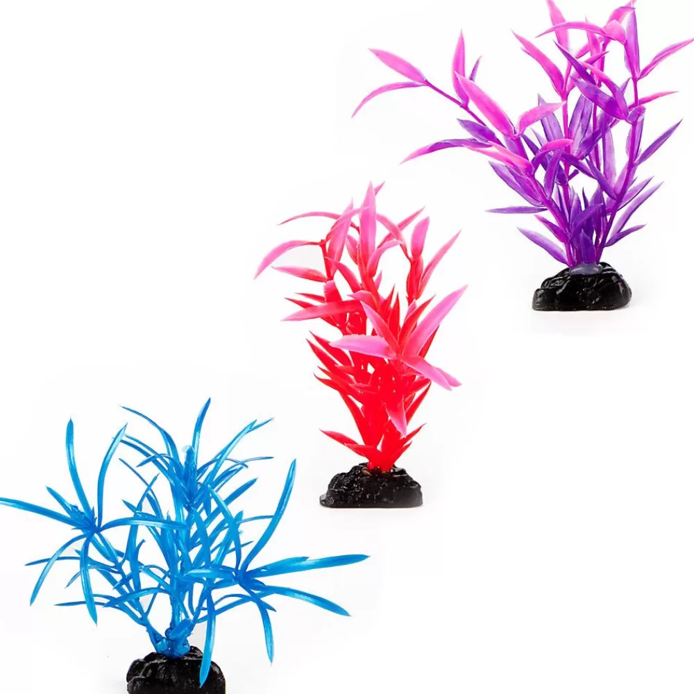 Cichlid<Top Fin ® Artificial Mini Leaf Aquarium Plant - 4" Purple