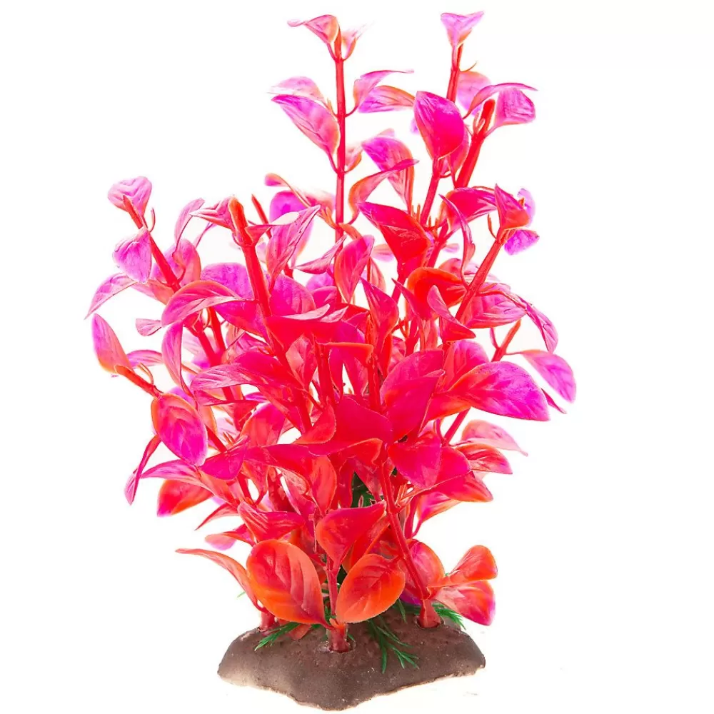 Shrimp<Top Fin ® Artificial Mini Leafy Aquarium Plant - 4" Fuchsia