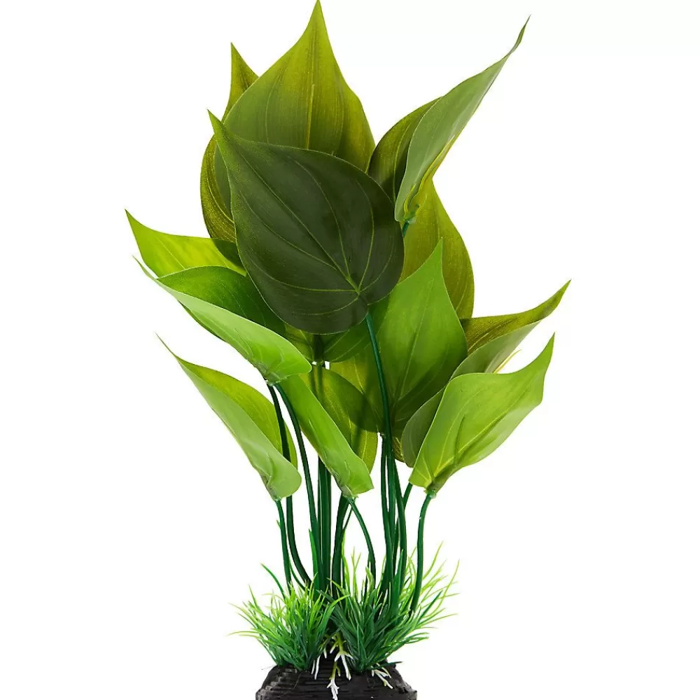 Betta<Top Fin ® Artificial Realistic Spade Leaf Aquarium Plant - 4"