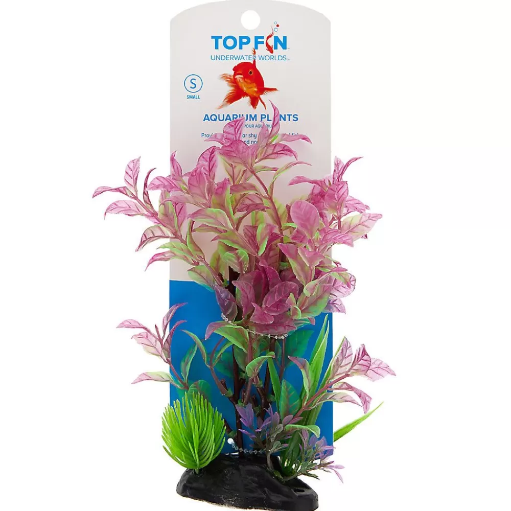 Shrimp<Top Fin ® Artificial Striped Leaf Aquarium Plant - 8"