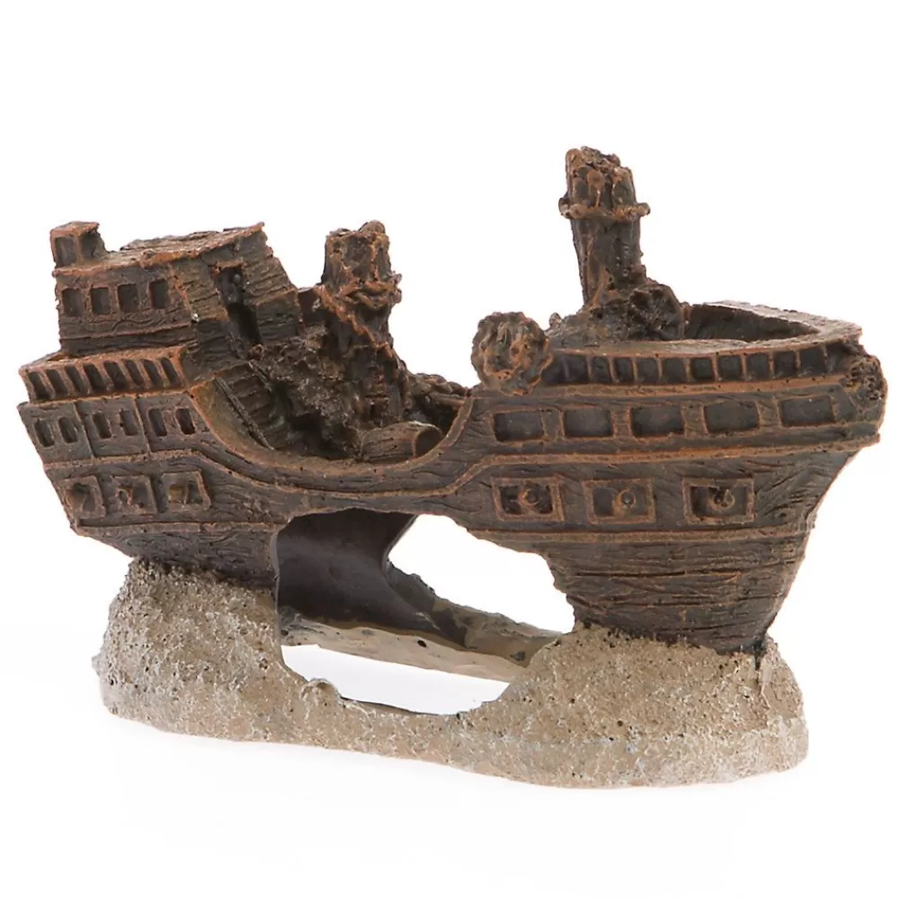 Decor, Gravel & Substrate<Top Fin ® Pirate Ship Aquarium Ornament Multi-Color