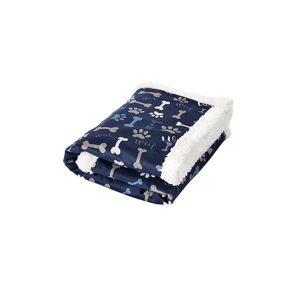 Beds & Furniture<Top Paw ® Bone & Paw Navy Classic Cozy Throw Pet Blanket