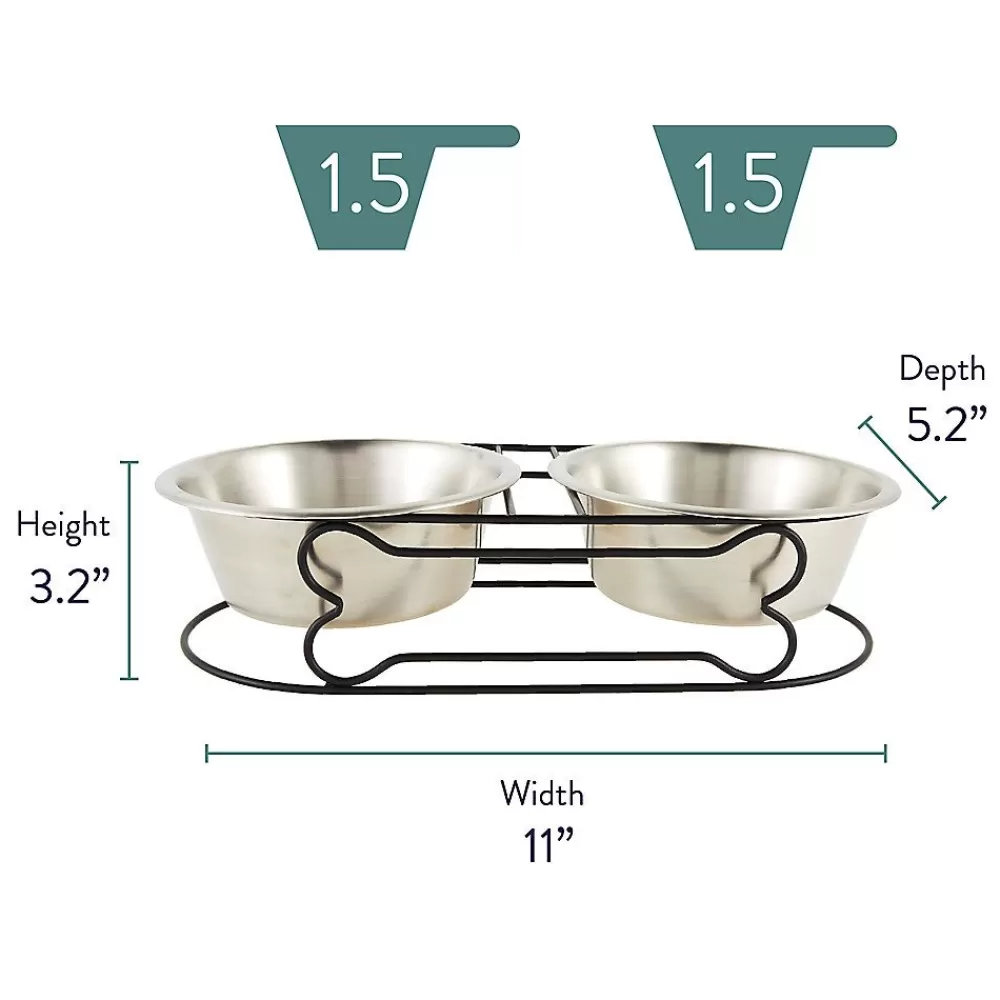 Bowls & Feeders<Top Paw ® Elevated Stainless Steel Double Diner Dog Bowl