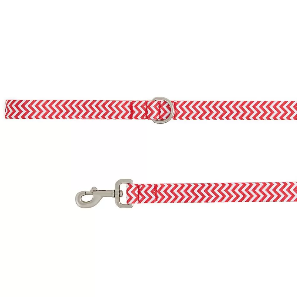 Collars, Harnesses & Leashes<Top Paw ® Red & White Chevron Dog Leash: 4-Ft Long