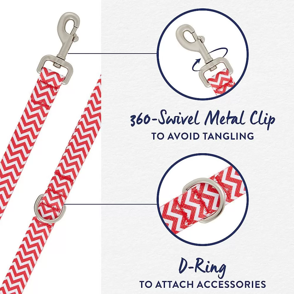 Collars, Harnesses & Leashes<Top Paw ® Red & White Chevron Dog Leash: 4-Ft Long