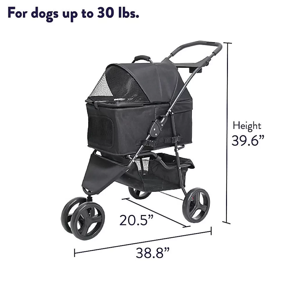 Crates, Gates & Containment<Top Paw ® Three Wheel Three-In-One Dog Stroller Black