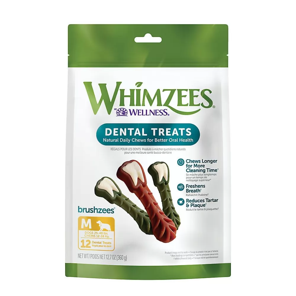 Dental Treats<Whimzees Brushzees Medium Dental Dog Treat - Natural, Grain Free
