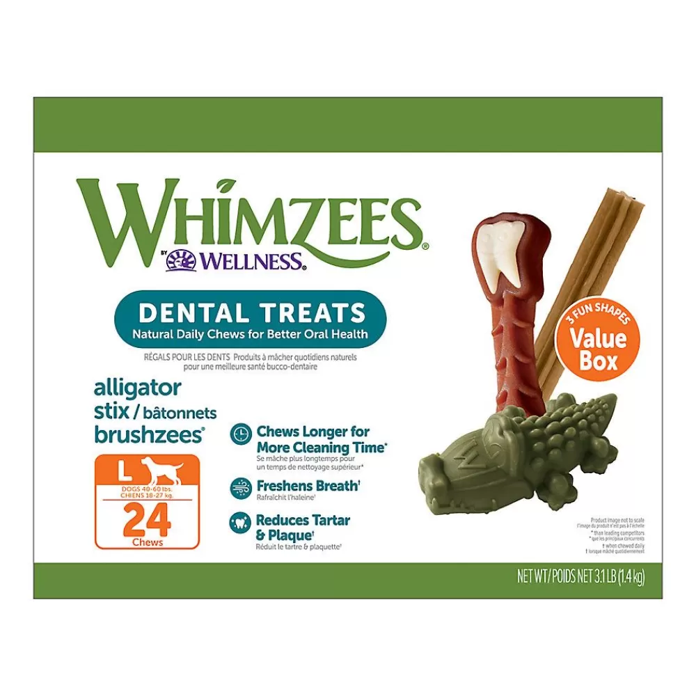 Dental Treats<Whimzees Variety Value Box Large Dental Dog Treat - Natural, Grain Free, 24 Count