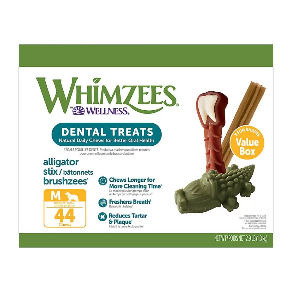 Health & Wellness<Whimzees Variety Value Box Medium Dental Dog Treat - Natural, Grain Free, 44 Count