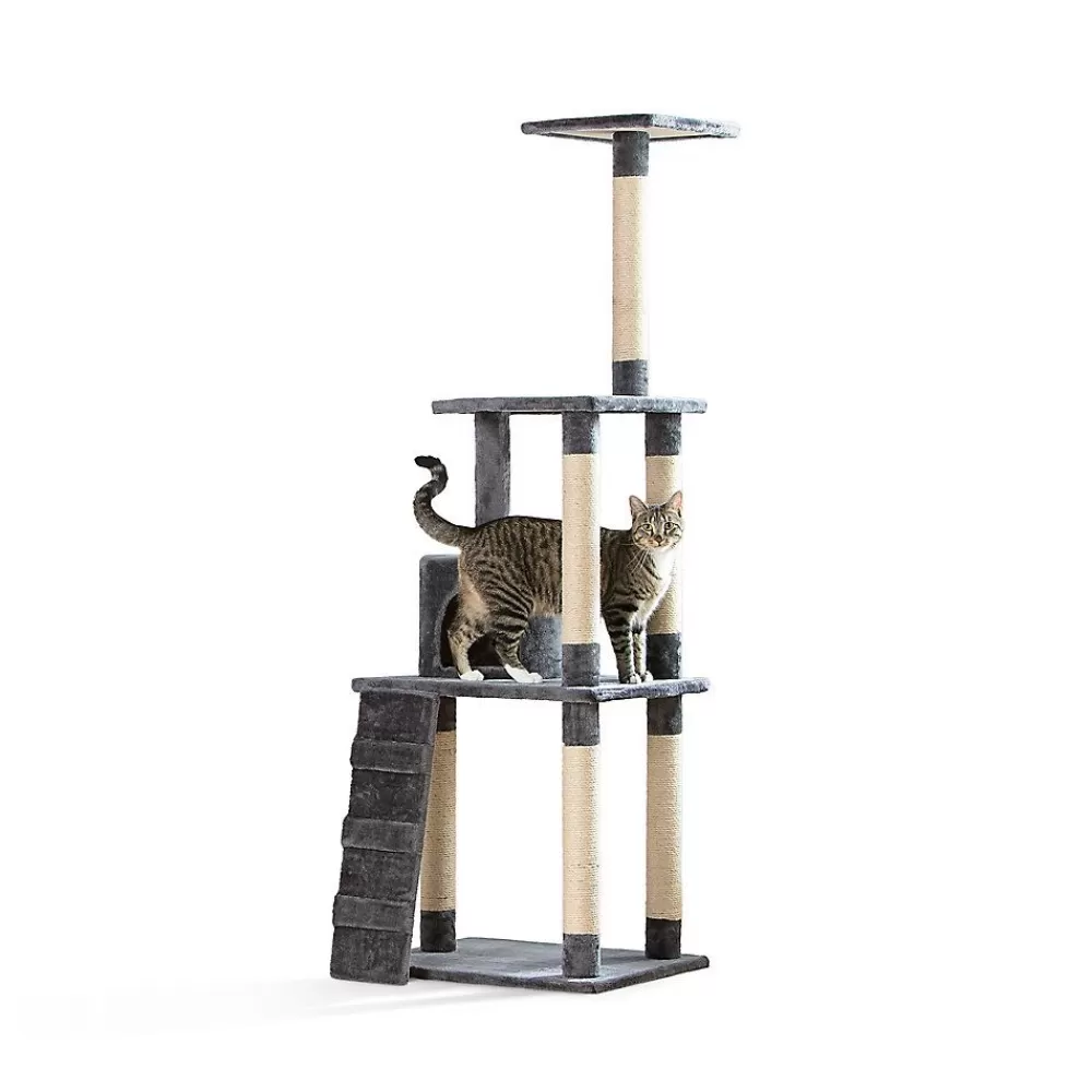 Beds & Furniture<Whisker City ® 70-In Plush Tall High-Rise Haven Cat Tree Grey