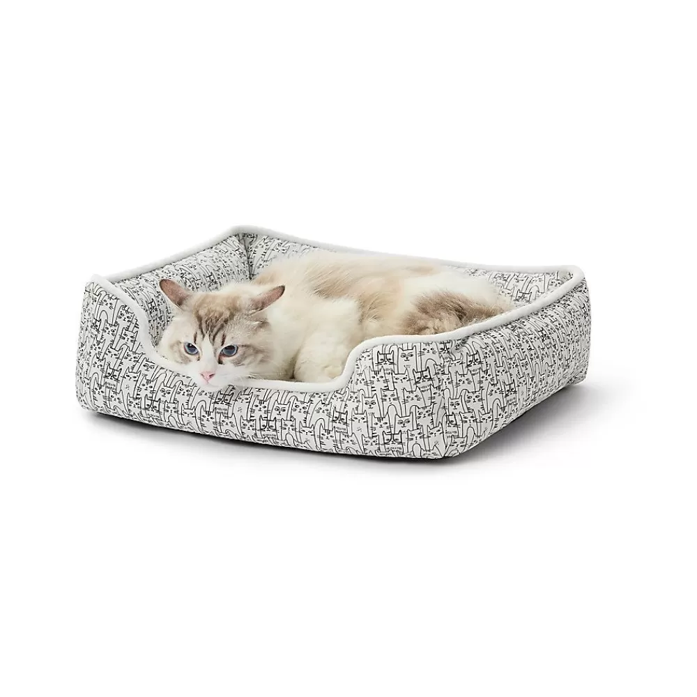 Beds & Furniture<Whisker City ® Black And White Cat Print Cuddler Cat Bed