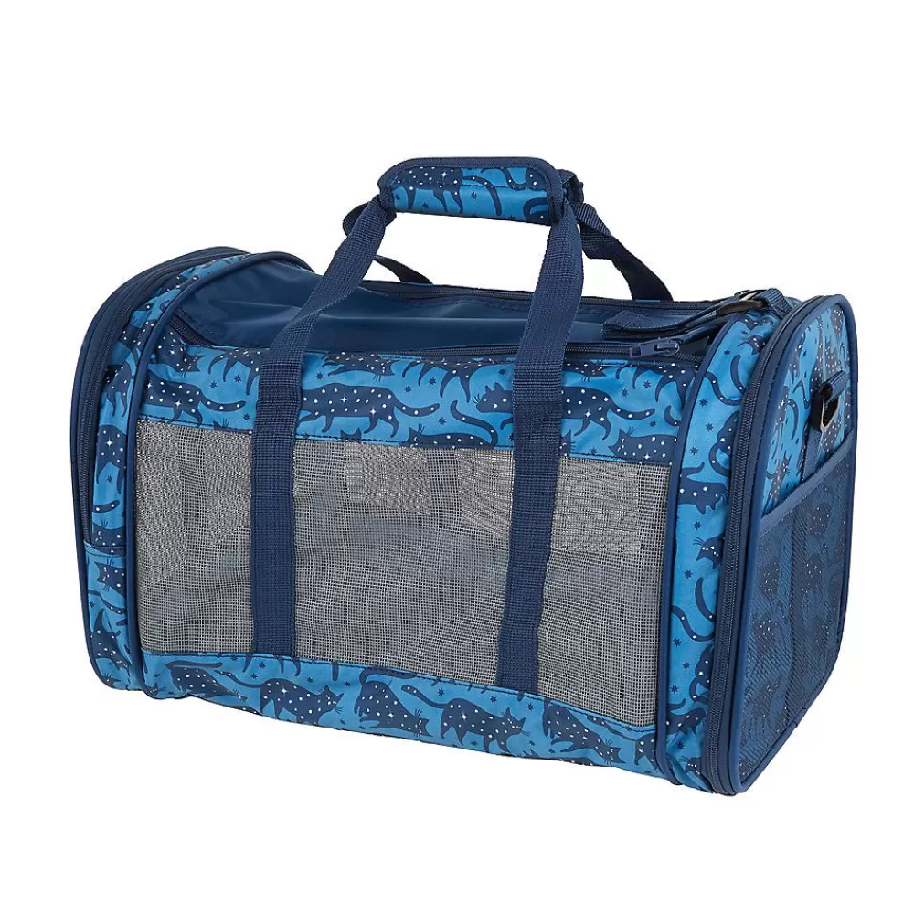 Crates, Gates & Containment<Whisker City ® Blue Cat Print Soft-Sided Cat Carrier Blue & White