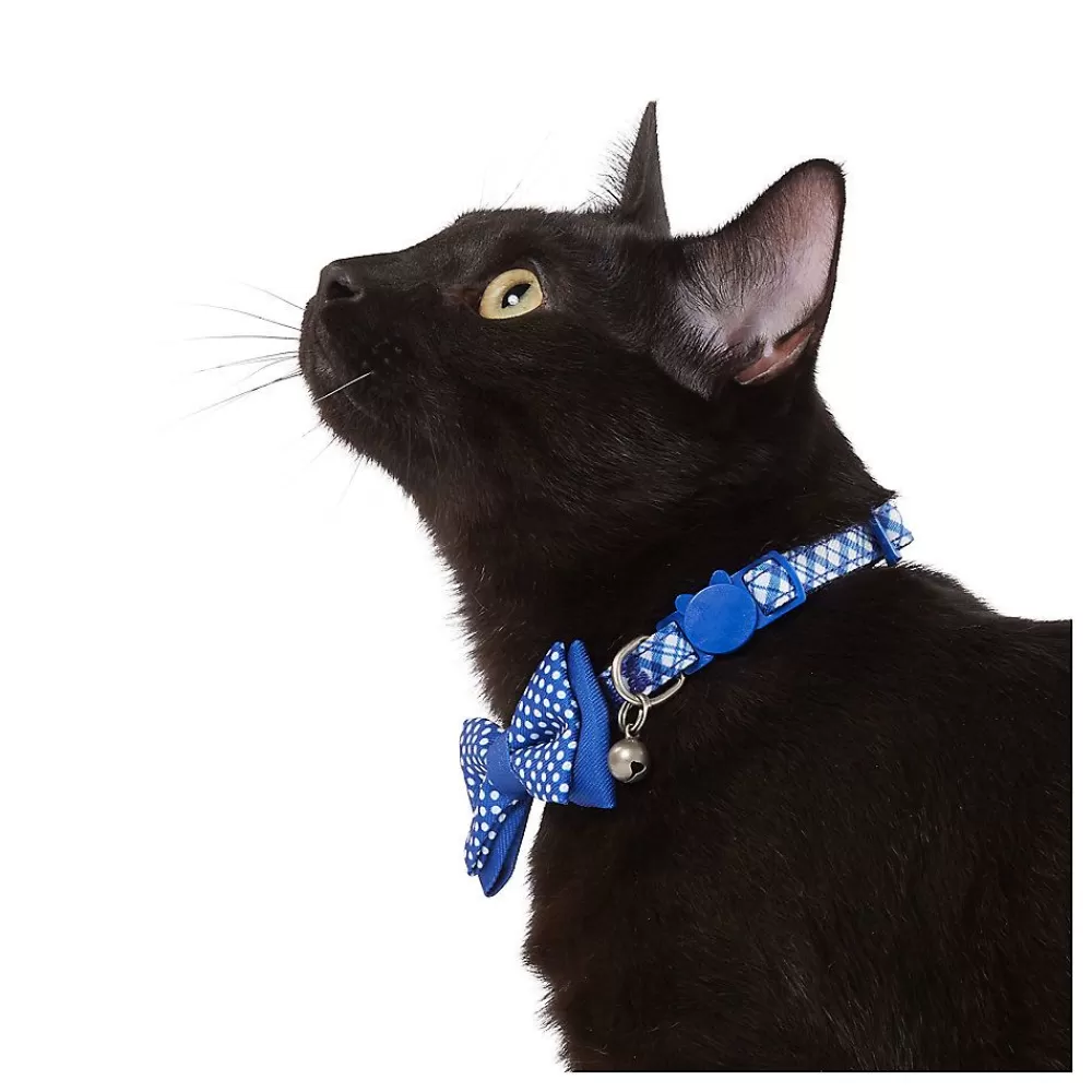 Collars, Harnessess & Leashes<Whisker City ® Blue Plaid Bow Tie Easy Release Kitten & Cat Collar