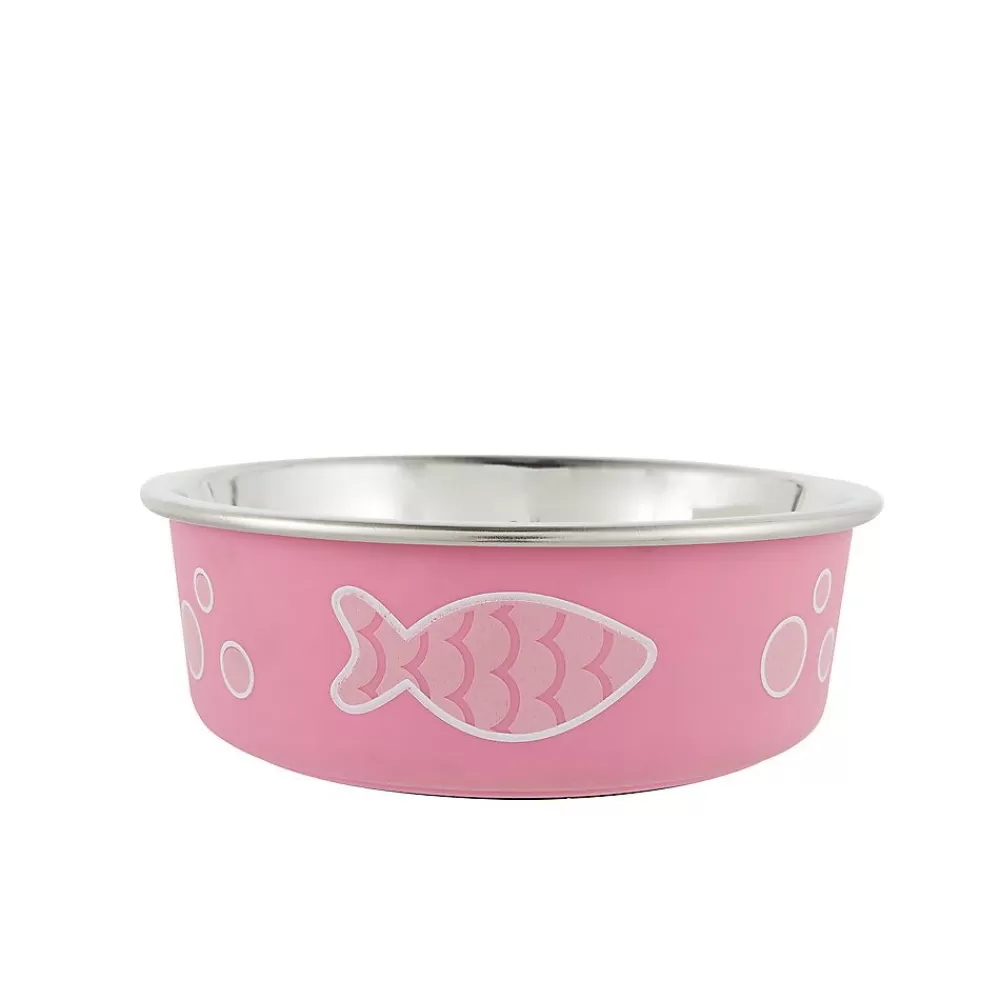 Bowls & Feeders<Whisker City ® Fish & Bubbles Stainless Steel Cat Bowl Pink