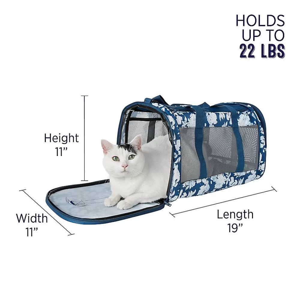 Crates, Gates & Containment<Whisker City ® Floral Soft-Sided Cat Carrier Blue