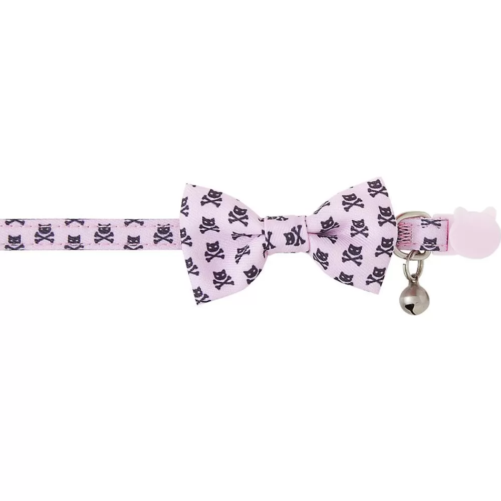 Collars, Harnessess & Leashes<Whisker City ® Pink Skull & Bones Bow Tie Easy Release Kitten & Cat Collar
