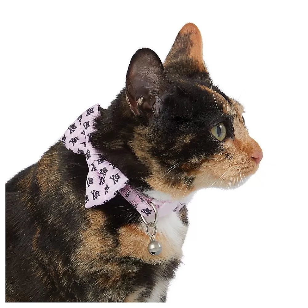 Collars, Harnessess & Leashes<Whisker City ® Pink Skull & Bones Bow Tie Easy Release Kitten & Cat Collar