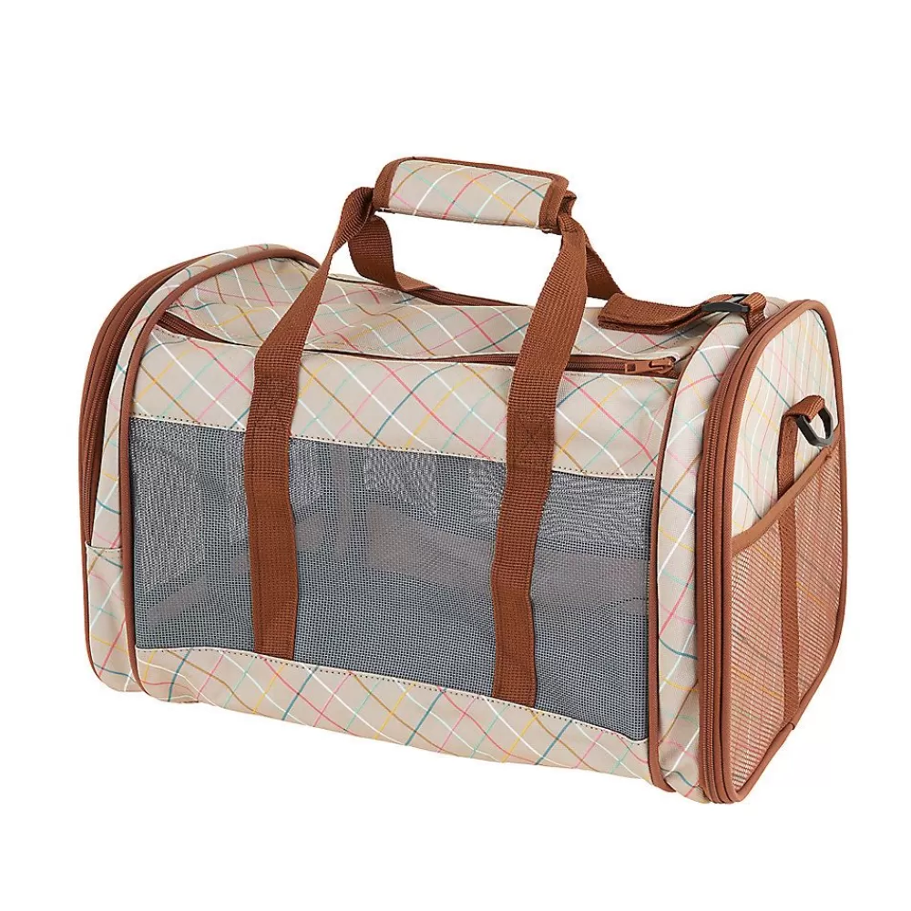 Crates, Gates & Containment<Whisker City ® Plaid Soft-Sided Cat Carrier Tan