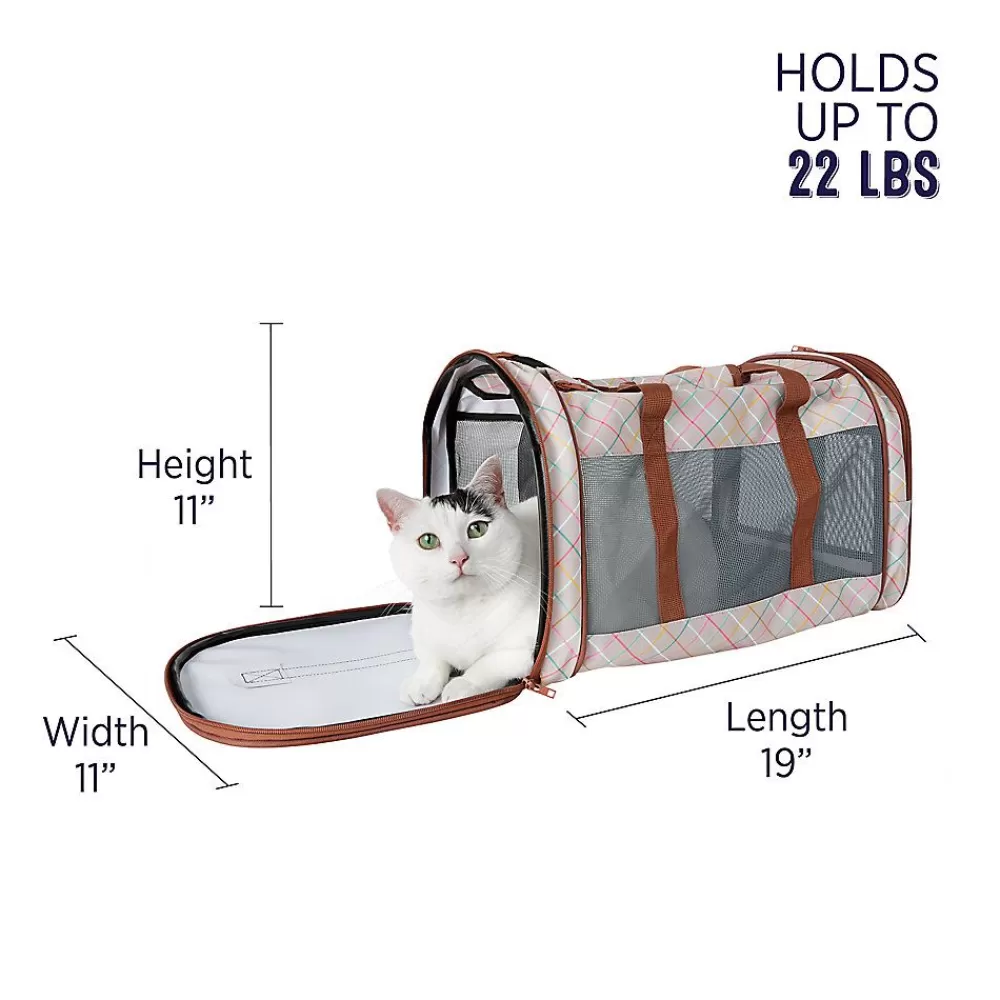 Crates, Gates & Containment<Whisker City ® Plaid Soft-Sided Cat Carrier Tan