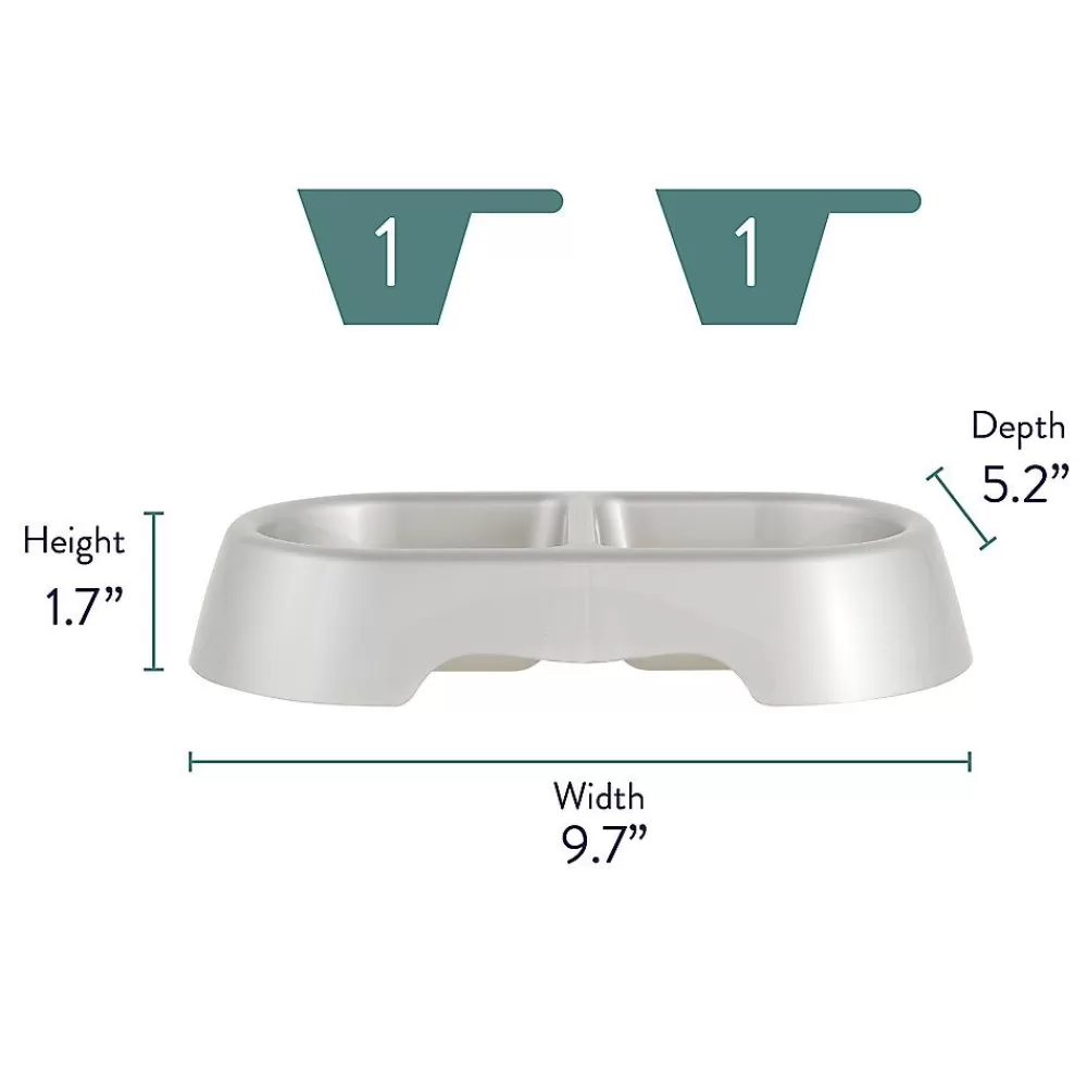 Bowls & Feeders<Whisker City ® Plastic Pearl Double Diner Cat Bowl, 1-Cup Gray