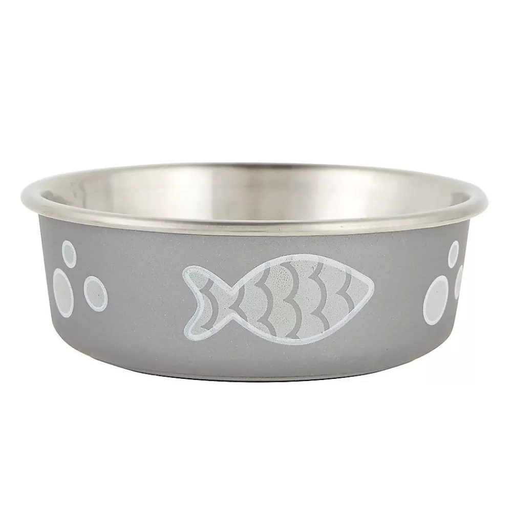 Bowls & Feeders<Whisker City ® Stainless Steel Grey Fish Bubbles Cat Bowl