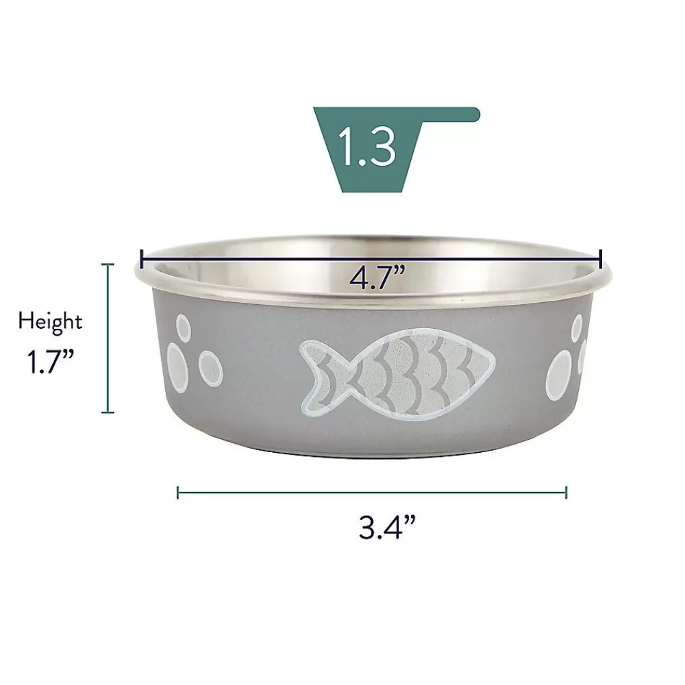 Bowls & Feeders<Whisker City ® Stainless Steel Grey Fish Bubbles Cat Bowl