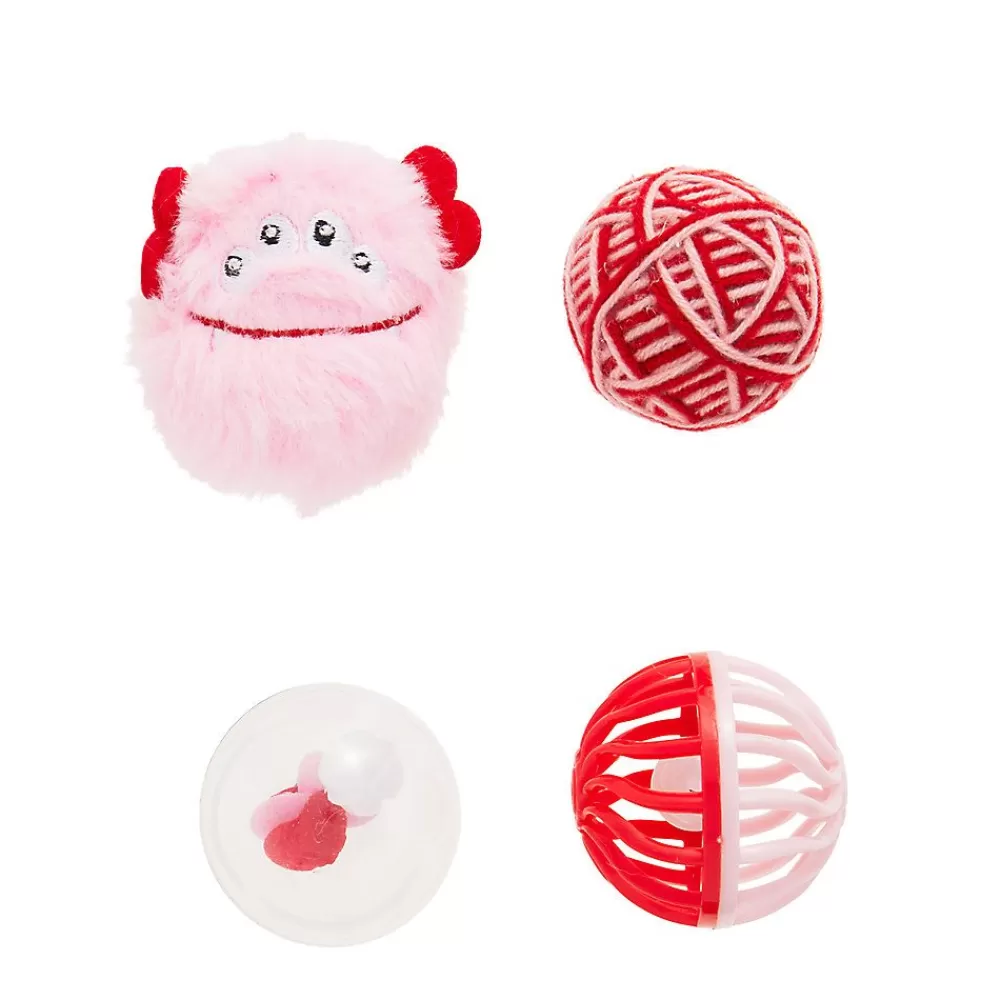 Toys<Whisker City ® Valentine'S Day Balls Cat Toys 4 Count Red & Pink