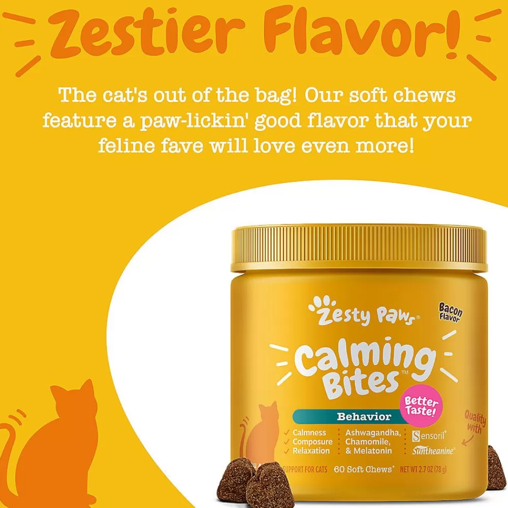 Car Rides<Zesty Paws Calming Bites For Cats - Bacon Flavor - 60 Ct
