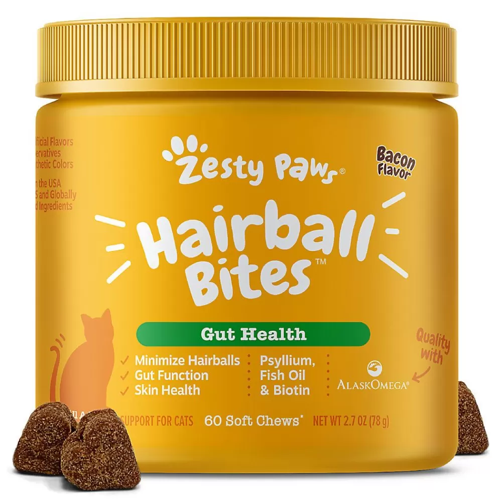 Vitamins & Supplements<Zesty Paws Hairball Bites For Cats - Bacon Flavor - 60 Ct