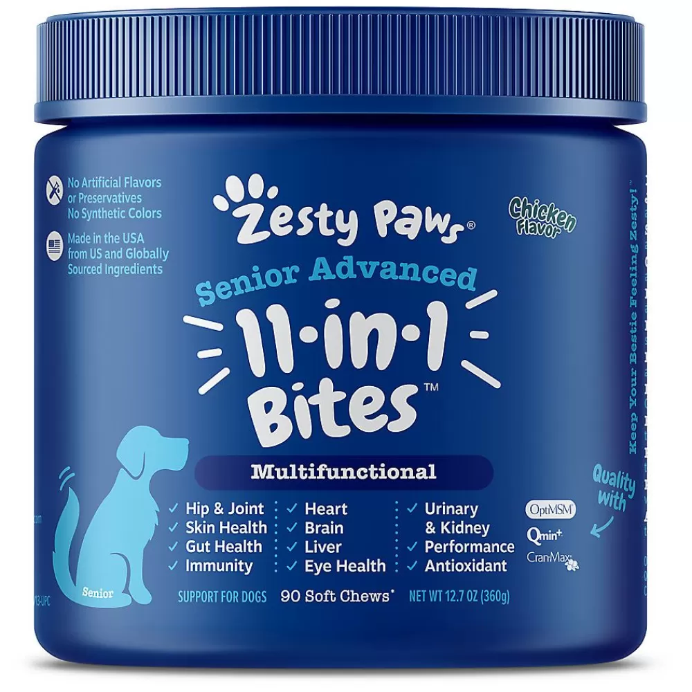 Vitamins & Supplements<Zesty Paws Senior Advanced 11-In-1 Multivitamin Bites For Dogs - Chicken Flavor - 90 Ct