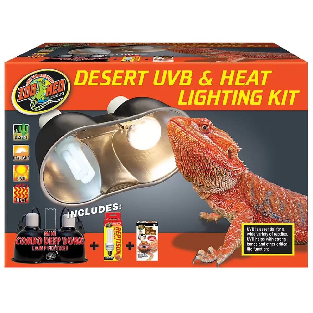 Light Fixture<Zoo Med Desert Uvb & Heat Lighting Kit