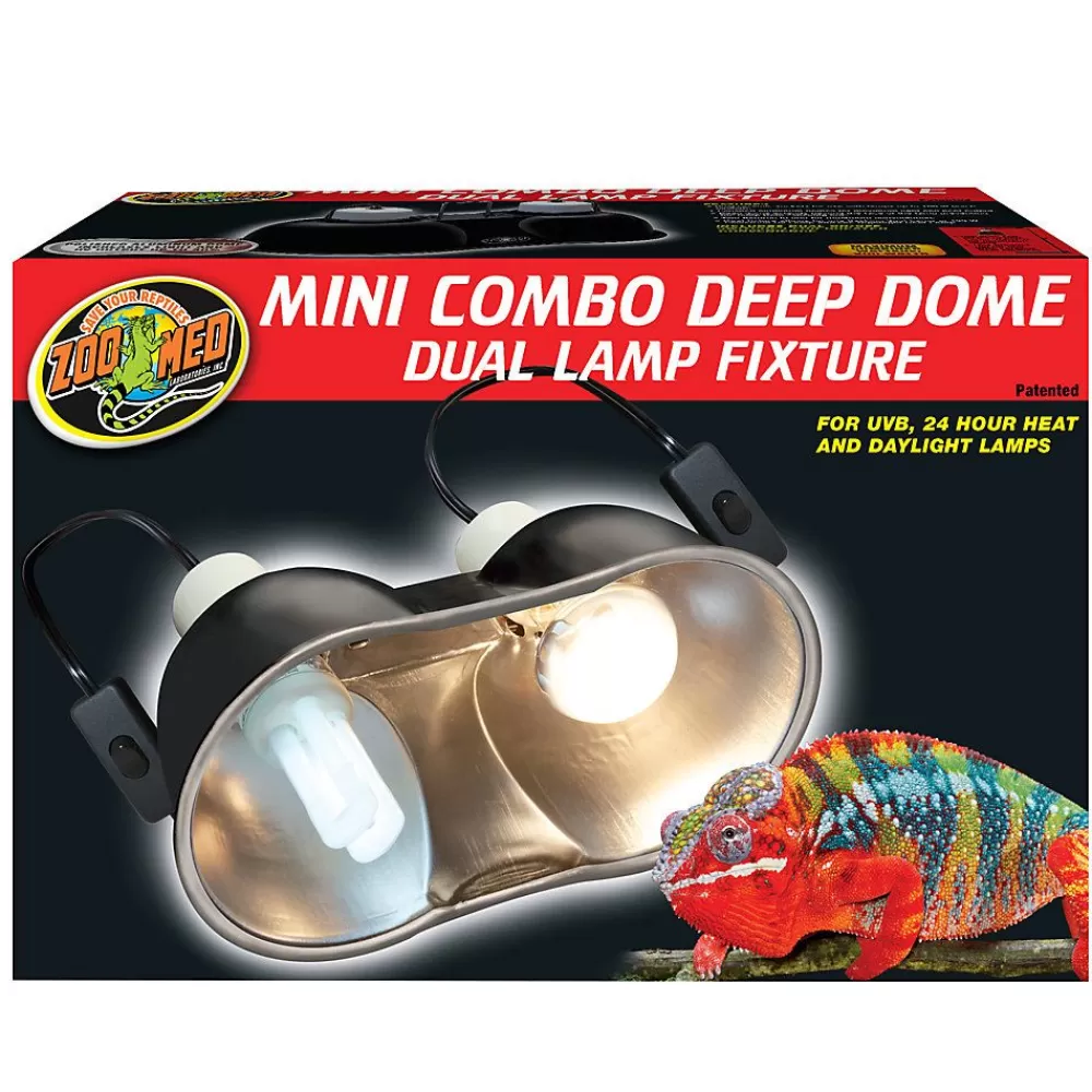 Light Fixture<Zoo Med Mini Combo Deep Dome Reptile Lamp Fixture