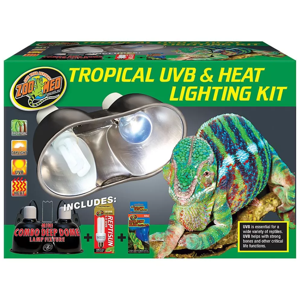 Light Fixture<Zoo Med Tropical Reptile Uvb & Heat Lighting Kit